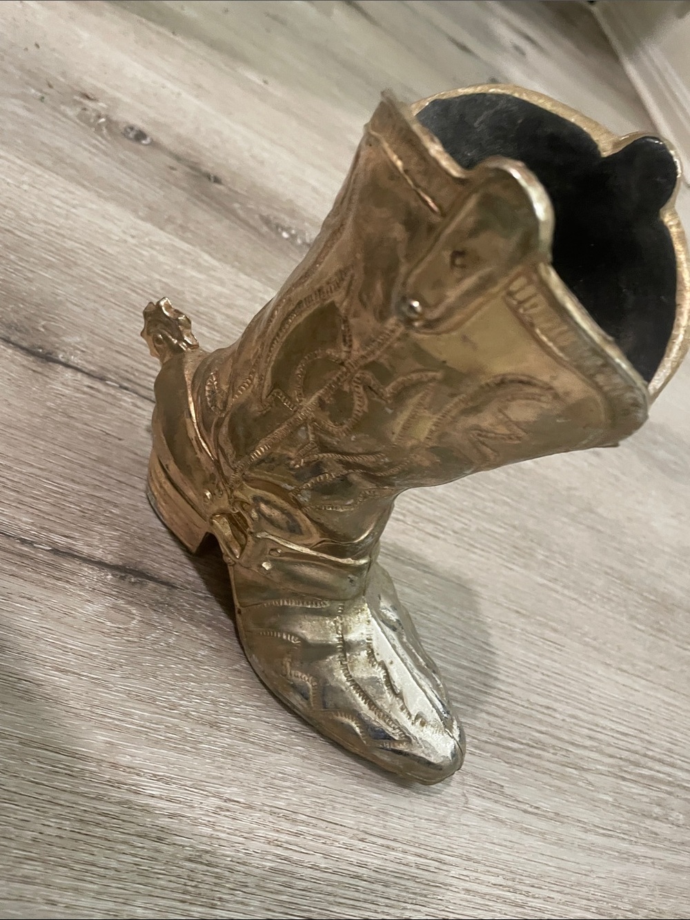 Vintage Brass Cowboy Boot Vase | Gold Western Decor | Made in Taiwan | 8”